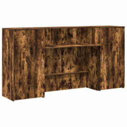 Berkfield Reception Desk Smoked Oak 200X50X103.5 Cm Engineered Wood - thumbnail 2