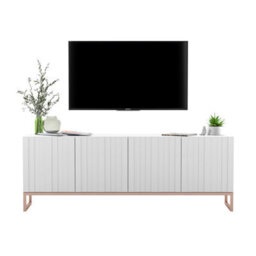 Heze Furniture Elpis Glamour Tv Cabinet Media Unit With Storage - White / Copper Frame - thumbnail 1