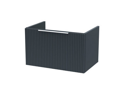 Hudson Reed Fluted 600mm Wall Hung Single Drawer Unit-Soft Black - image 1