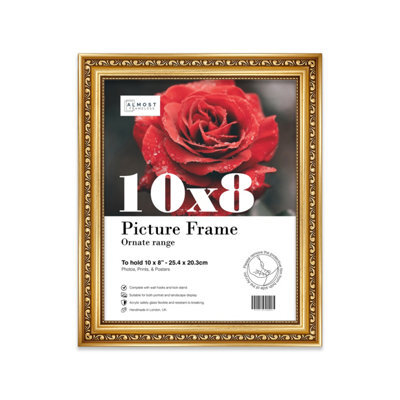 10X8 Gold Ornate Picture Frame (25.4 X 20.3Cm) Poster, Photo, Artwork, Gallery Wall Or Print - image 1