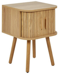 Wyld And Coco Nightstand Bedside Table, Light Brown Laminated Mdf, Solid Pine Legs, 40X40X54 Cm, Sliding Cabinet - thumbnail 3