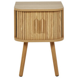 Wyld And Coco Nightstand Bedside Table, Light Brown Laminated Mdf, Solid Pine Legs, 40X40X54 Cm, Sliding Cabinet - thumbnail 1