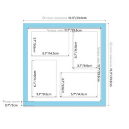 12X12 Inch 4 Opening Photo Collage Frame, Display Four 6X4 Inch Photos, Multi Aperture Family Picture Frame, Light Blue - thumbnail 4
