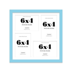 12X12 Inch 4 Opening Photo Collage Frame, Display Four 6X4 Inch Photos, Multi Aperture Family Picture Frame, Light Blue - thumbnail 2