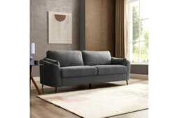 Home Detail Jack 3 Seater Sofa With Metal Legs, Dark Grey Boucle Fabric