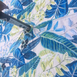 Just So Home Tobago Tropical Leaf Blue/yellow Garden Outdoor Water Resistant Tablecloth (152Cm X 213Cm With Parasol Hole)