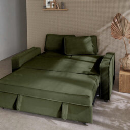 Sweeek - 3-Seater Corduroy Sofa Bed Chill Khaki Green 172.5X91.5X88.5 Cm - thumbnail 4