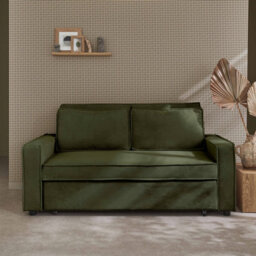Sweeek - 3-Seater Corduroy Sofa Bed Chill Khaki Green 172.5X91.5X88.5 Cm - thumbnail 2