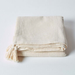 Homescapes Cotton Rajput Ribbed Natural Throw, 150 X 200 Cm - thumbnail 2