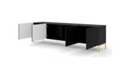 Arte Modern Black Surf Tv Cabinet With Gold Legs (W)200Cm (H)56Cm (D)42Cm - Seamless & Sophisticated - thumbnail 2