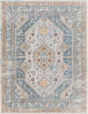Livabliss Lillian-Washable Blue Brown Traditional Vintage Boho Living Dining Rug 140 X 200 Cm Easy Care, Non Shedding - image 1