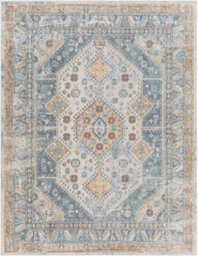 Livabliss Lillian-Washable Blue Brown Traditional Vintage Boho Living Dining Rug 140 X 200 Cm Easy Care, Non Shedding - thumbnail 1