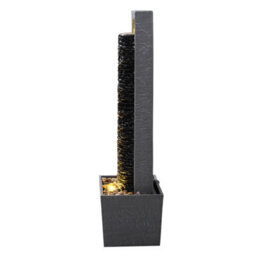 Teamson Home Garden Outdoor Water Feature, Tall Waterfall Water Fountain, With Warm Led Lights, Layered Rock Design, Dark Grey - thumbnail 9