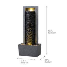 Teamson Home Garden Outdoor Water Feature, Tall Waterfall Water Fountain, With Warm Led Lights, Layered Rock Design, Dark Grey - thumbnail 8