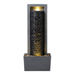 Teamson Home Garden Outdoor Water Feature, Tall Waterfall Water Fountain, With Warm Led Lights, Layered Rock Design, Dark Grey - thumbnail 3