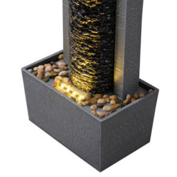 Teamson Home Garden Outdoor Water Feature, Tall Waterfall Water Fountain, With Warm Led Lights, Layered Rock Design, Dark Grey - thumbnail 5