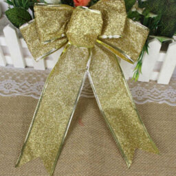 Living And Home Gold 10-Piece Bow Ribbon Christmas Tree Decorations 25Cm L X 20Cm W - thumbnail 1