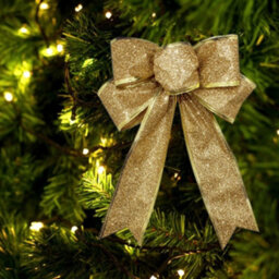 Living And Home Gold 10-Piece Bow Ribbon Christmas Tree Decorations 25Cm L X 20Cm W - thumbnail 2