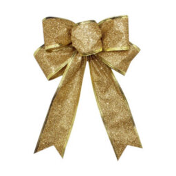 Living And Home Gold 10-Piece Bow Ribbon Christmas Tree Decorations 25Cm L X 20Cm W - thumbnail 4