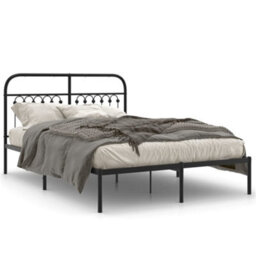 Berkfield Metal Bed Frame Without Mattress With Headboard Black 135X190Cm - thumbnail 2