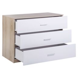 Hadwell Matt White & Natural Oak Effect 3 Drawer Chest (H)615mm (W)800mm (D)403mm - thumbnail 4
