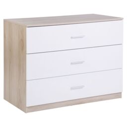 Hadwell Matt White & Natural Oak Effect 3 Drawer Chest (H)615mm (W)800mm (D)403mm - thumbnail 2