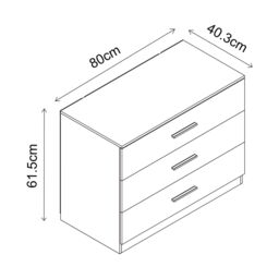 Hadwell Matt White & Natural Oak Effect 3 Drawer Chest (H)615mm (W)800mm (D)403mm - thumbnail 8