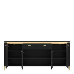 Wyld Haus Marslet Black And Gold Sideboard 4 Door 2 Drawer With Led Lights - thumbnail 3