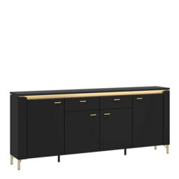Wyld Haus Marslet Black And Gold Sideboard 4 Door 2 Drawer With Led Lights - thumbnail 2