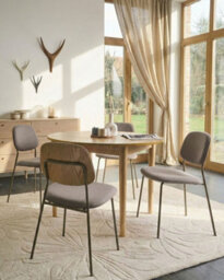 Beliani Set Of 4 Dining Chairs Riley Fabric Taupe - thumbnail 2