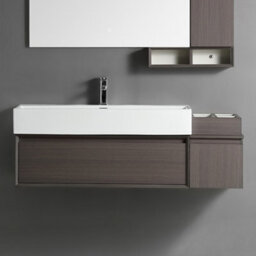 Homestylestore 1010mm Dark Walnut Wall Hung Waterproof Bathroom Vanity Unit And Side Cabinet