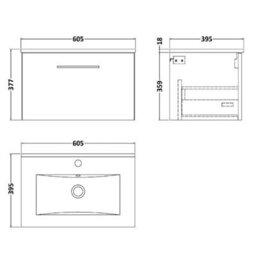Dezine Avon 600mm Satin Green Wall Hung Vanity Unit, 18mm Basin - thumbnail 2