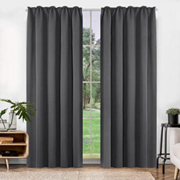 "Deconovo Blackout Curtains Pencil Pleat Curtains Thermal Insulated Curtains For Living Room W55""x L82"" Dark Grey Two Panels" - thumbnail 3