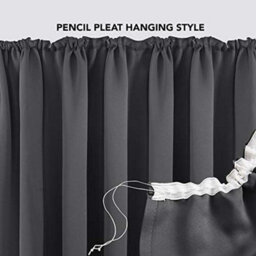 "Deconovo Blackout Curtains Pencil Pleat Curtains Thermal Insulated Curtains For Living Room W55""x L82"" Dark Grey Two Panels" - thumbnail 5