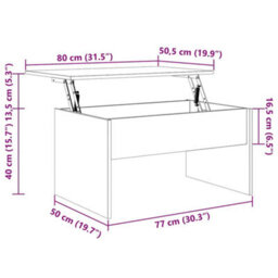 Berkfield Modern Coffee Table Smoked Oak 80X50.5X41.5 Cm Engineered Wood - thumbnail 9