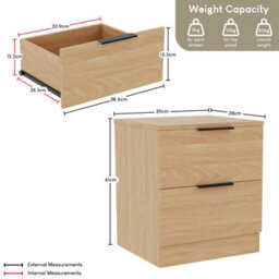 Lassic Vida Designs Trega 4 Piece Bedroom Set (2 Drawer Bedside Chest X2, 5 Drawer Chest, 2 Door 2 Drawer Wardrobe) Pine - thumbnail 7