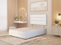 Somnior Beds Somnior Chambery Plush Velvet 4Ft Small Double Divan Bed Base With Upholstered Headboard White - thumbnail 5