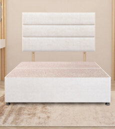 Somnior Beds Somnior Chambery Plush Velvet 4Ft Small Double Divan Bed Base With Upholstered Headboard White