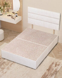 Somnior Beds Somnior Chambery Plush Velvet 4Ft Small Double Divan Bed Base With Upholstered Headboard White - thumbnail 3
