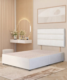 Somnior Beds Somnior Chambery Plush Velvet 4Ft Small Double Divan Bed Base With Upholstered Headboard White - thumbnail 2