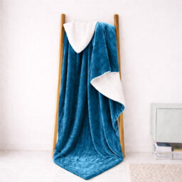 Oxford Homeware Blanket Reversible Soft Plush Throw For Bed & Sofa Sherpa Fleece Blanket, Teal, Super King (230 X 270Cm)
