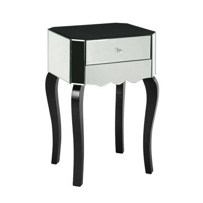 Orsina Modern 1 Drawer Mirrored Glass Side Table, Sleek Side Table For Livingroom, Glass Finished Bedside Table - image 1