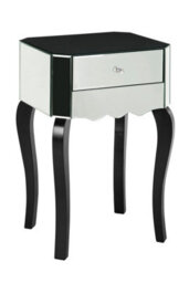 Orsina Modern 1 Drawer Mirrored Glass Side Table, Sleek Side Table For Livingroom, Glass Finished Bedside Table - thumbnail 2
