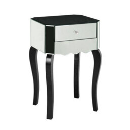 Orsina Modern 1 Drawer Mirrored Glass Side Table, Sleek Side Table For Livingroom, Glass Finished Bedside Table - thumbnail 1