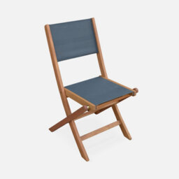 Sweeek - Pair Of Foldable Wooden Garden Chairs Almeria Anthracite 50X58.7X89 Cm - thumbnail 2