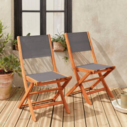 Sweeek - Pair Of Foldable Wooden Garden Chairs Almeria Anthracite 50X58.7X89 Cm - thumbnail 4