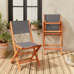 Sweeek - Pair Of Foldable Wooden Garden Chairs Almeria Anthracite 50X58.7X89 Cm - thumbnail 5