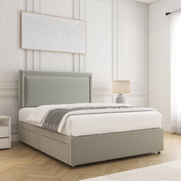 Bsspoke Ella Divan Bed Set Silver Velvet With 24Inch Panel Headboard & Mattress & 2 Drawers Same Side 3Ft 4Ft 4Ft6 5Ft 6Ft - thumbnail 3