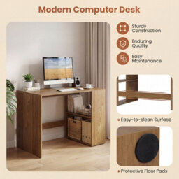Compact Computer Desk With Storage Shelves Writing Workstation White - thumbnail 5
