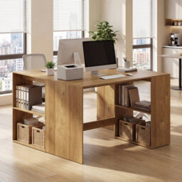 Compact Computer Desk With Storage Shelves Writing Workstation White - thumbnail 1